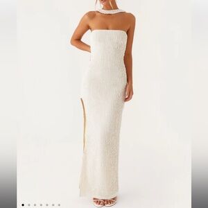 Peppermayo White Strapless Maxi Dress